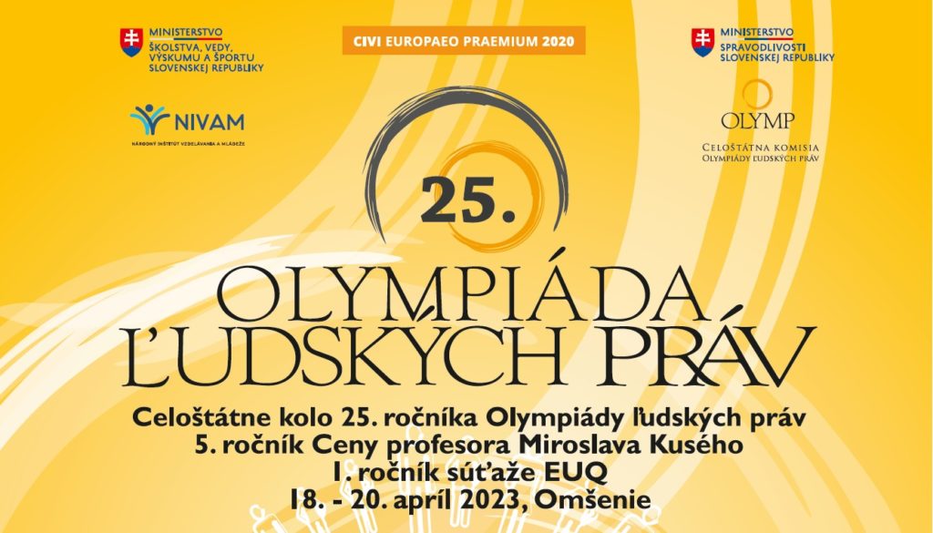 Informácie pre účastníkov celoštátneho kola 25. ročníka Olympiády ľudských práv